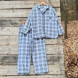 Adonna Woman Blue Pink Cotton Plaid Pajama Set Size 1X